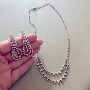 Matching faux Diamond necklace and earrings.